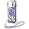 Guess Palm Trees Triangle Pearl Strap MagSafe - Etui do iPhone 16 Pro Max (fioletowy)
