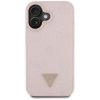 Guess Grained Hot Stamp Peony Triangle Logo MagSafe - Etui do iPhone 16 (różowy)