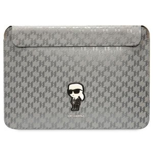 Karl Lagerfeld NFT Saffiano Monogram Ikonik Karl Sleeve - Etui na notebook 14 (Srebrny)