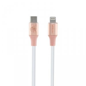 Guess Ebossed Logo - Kabel USB-C do Lightning certyfikat MFi 1.5m (różowy)