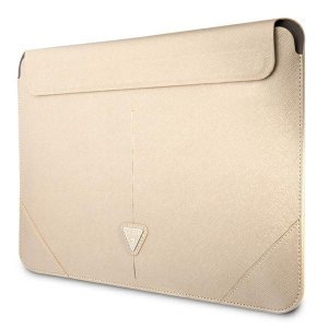 Guess Saffiano Triangle Logo Sleeve - Etui na notebooka 16 (beżowy)