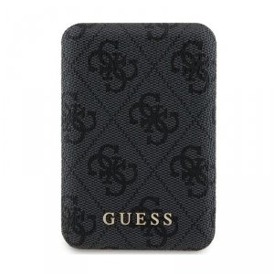 Guess 4G Leather Metal Logo MagSafe - Power Bank indukcyjny 5000 mAh 15W MagSafe (czarny)