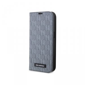 Karl Lagerfeld Booktype Saffiano Monogram - Etui iPhone 14 (Srebrny)