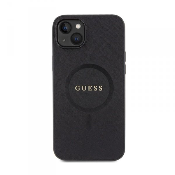 Guess Saffiano MagSafe - Etui iPhone 15 Plus (czarny)