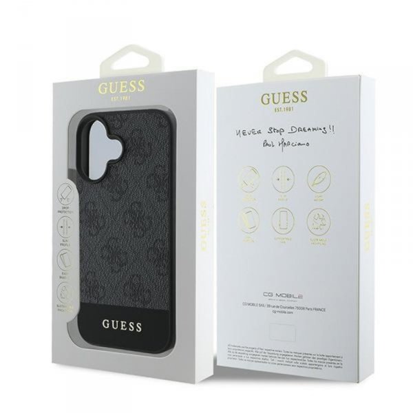 Guess 4G Bottom Stripe - Etui iPhone 16 (szary)