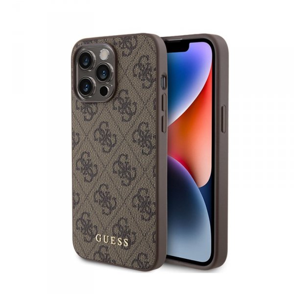 Guess 4G Metal Gold Logo - Etui iPhone 15 Pro Max (brązowy)