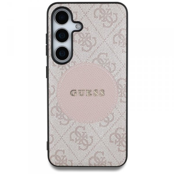 Guess 4G Round Patch Classic Logo MagSafe - Etui do Samsung Galaxy S25+ (różowy)