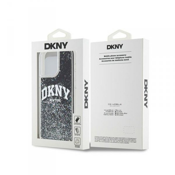 DKNY Liquid Glitter Big Logo - Etui iPhone 15 Pro Max (czarny)