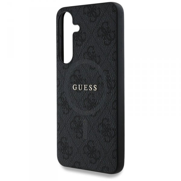 Guess Leather 4G Colored Ring Classic Logo MagSafe - Etui do Samsung Galaxy S25 (czarny)