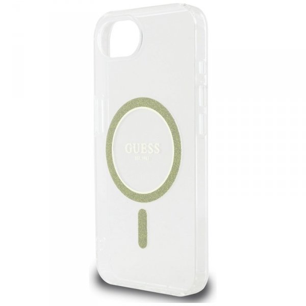 Guess IML Glitter Circle MagSafe - Etui do iPhone 16e (przezroczysty)