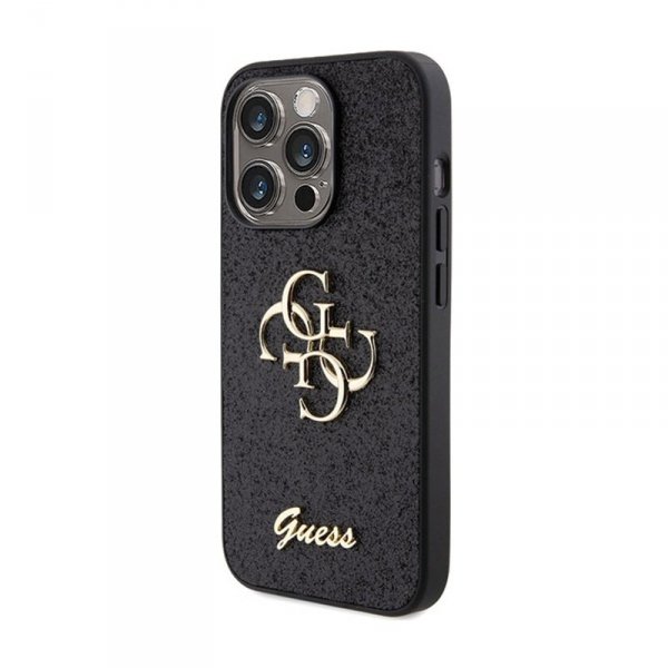 Guess Glitter Script Big 4G - Etui iPhone 15 Pro Max (czarny)