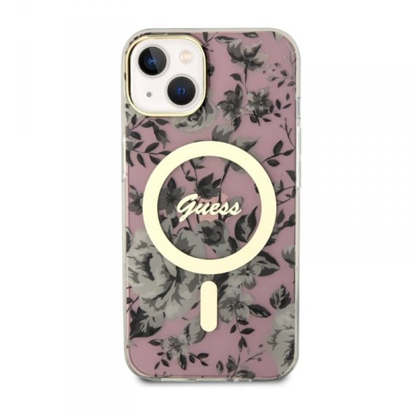 Guess Flower MagSafe - Etui iPhone 14 Plus (Różowy)