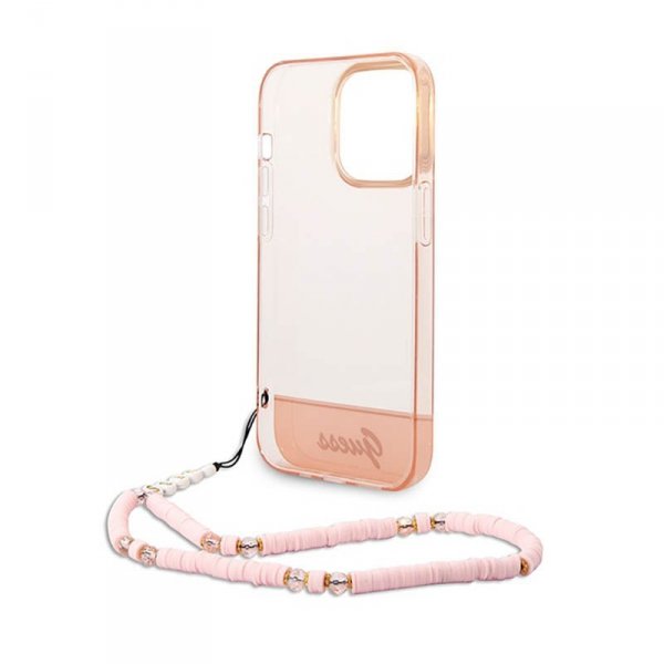 Guess Translucent Pearl Strap - Etui iPhone 14 Pro Max (różowy)
