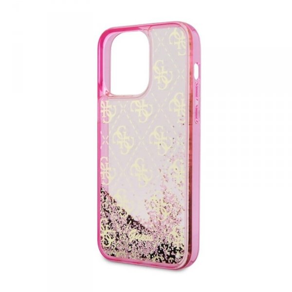Guess Liquid Glitter Transculent 4G - Etui iPhone 14 Pro (Różowy)