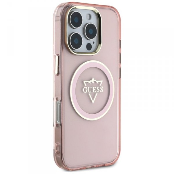 Guess IML Metal Mountain Logo MagSafe - Etui do iPhone 16 Pro Max (różowy)
