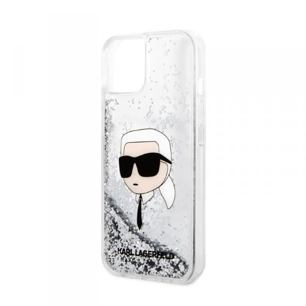 Karl Lagerfeld Liquid Glitter NFT Karl&#039;s Head - Etui iPhone 14 Plus (srebrny)