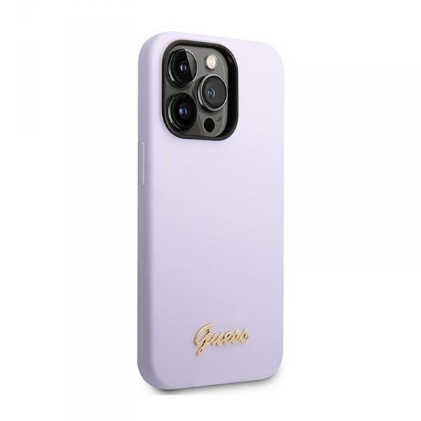 Guess Silicone Vintage - Etui iPhone 14 Pro (fioletowy)
