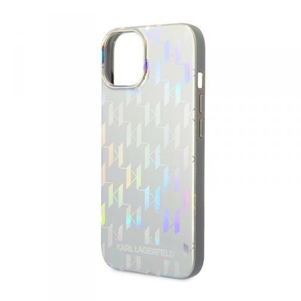 Karl Lagerfeld Monogram Iridescent - Etui iPhone 14 Plus (srebrny)