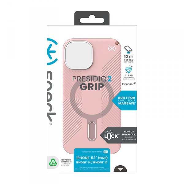 Speck Presidio2 Grip ClickLock & MagSafe - Etui iPhone 16e / iPhone 15 / iPhone 14 / iPhone 13 (Dahlia Pink / Rose Copper)