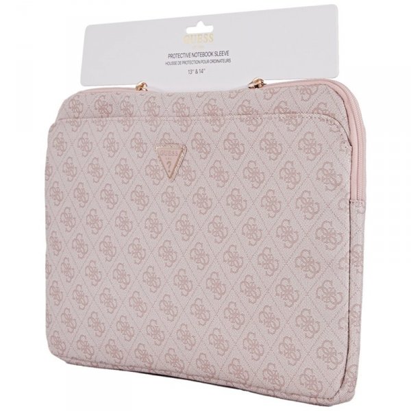 Guess 4G Zipper Pocket Triangle Logo Sleeve - Etui na notebooka 14&quot; (różowy)