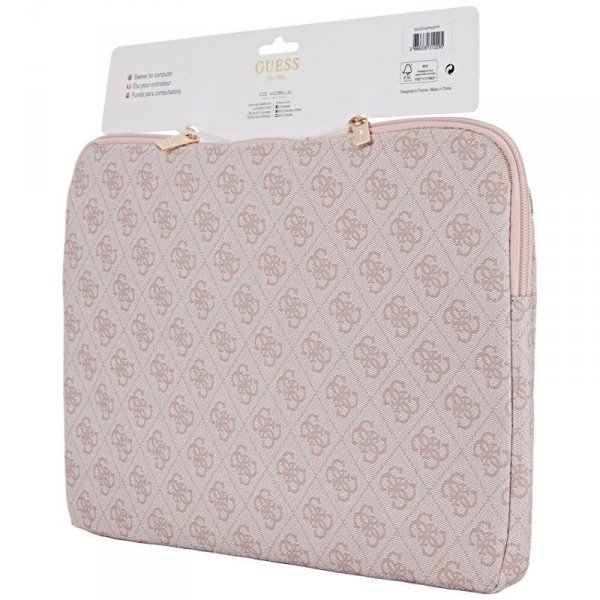 Guess 4G Zipper Pocket Triangle Logo Sleeve - Etui na notebooka 14&quot; (różowy)