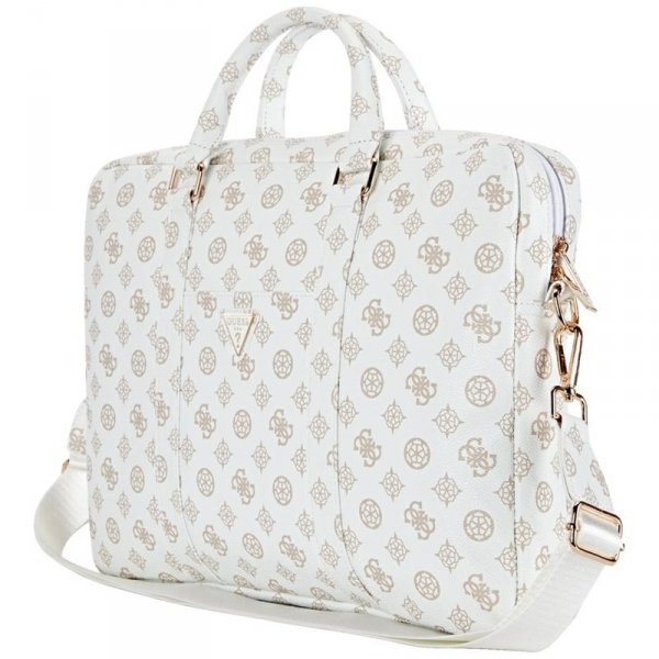 Guess 4G Peony Front Pocket Zipper Triangle Logo - Torba na notebooka 16&quot; (biały)
