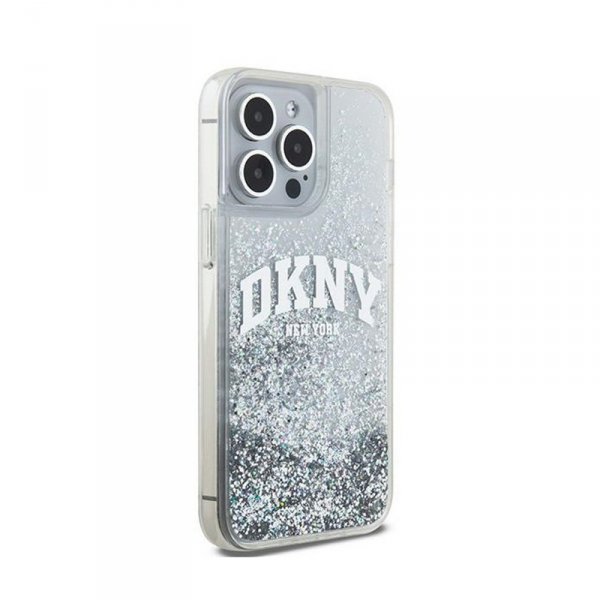 DKNY Liquid Glitter Big Logo - Etui iPhone 15 Pro (biały)