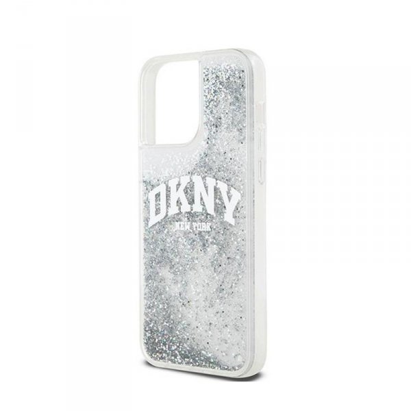 DKNY Liquid Glitter Big Logo - Etui iPhone 15 Pro (biały)