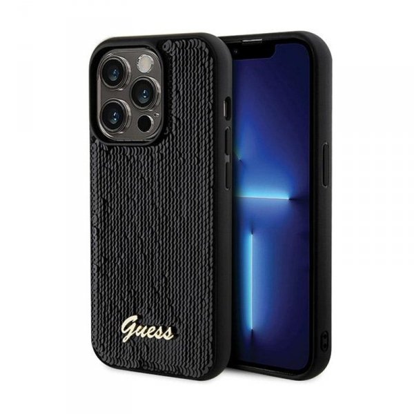 Guess Sequin Script Metal - Etui iPhone 13 Pro (czarny)