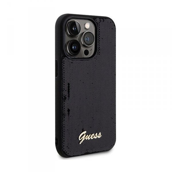 Guess Sequin Script Metal - Etui iPhone 13 Pro (czarny)