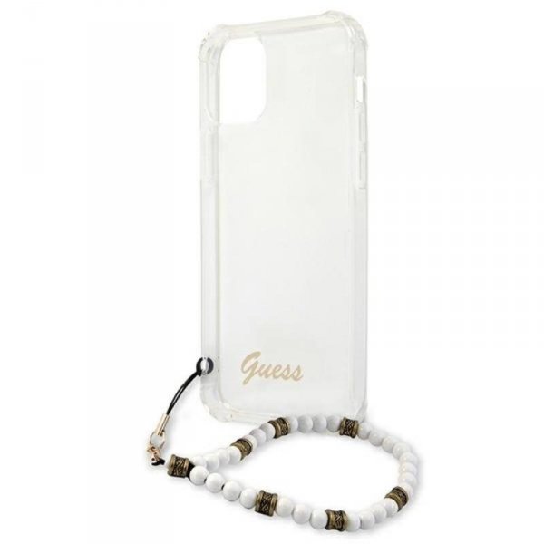 Guess White Pearl Strap - Etui iPhone 12 / iPhone 12 Pro (przezroczysty)