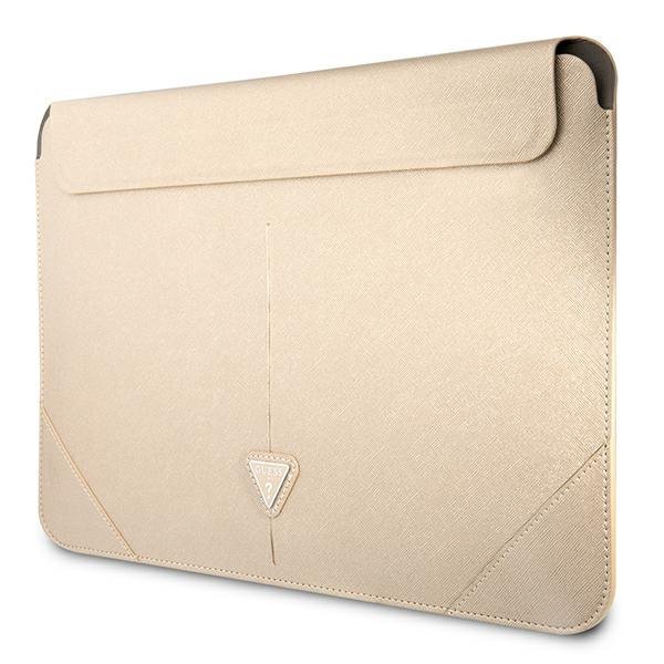 Guess Saffiano Triangle Logo Sleeve - Etui na notebooka 16&quot; (beżowy)