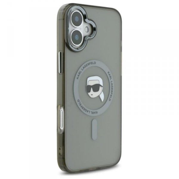 Karl Lagerfeld IML Metal Karl Head MagSafe - Etui iPhone 16 Plus (czarny)