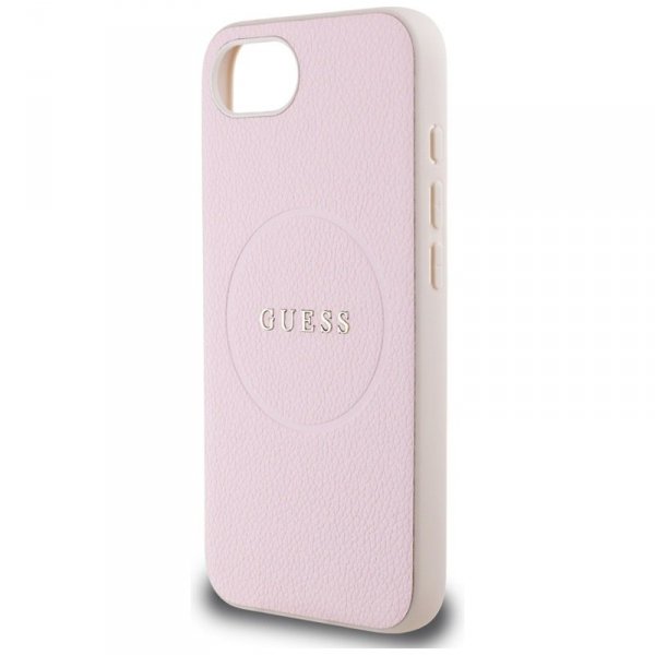 Guess Grained Ring MagSafe - Etui do iPhone 16e (różowy)