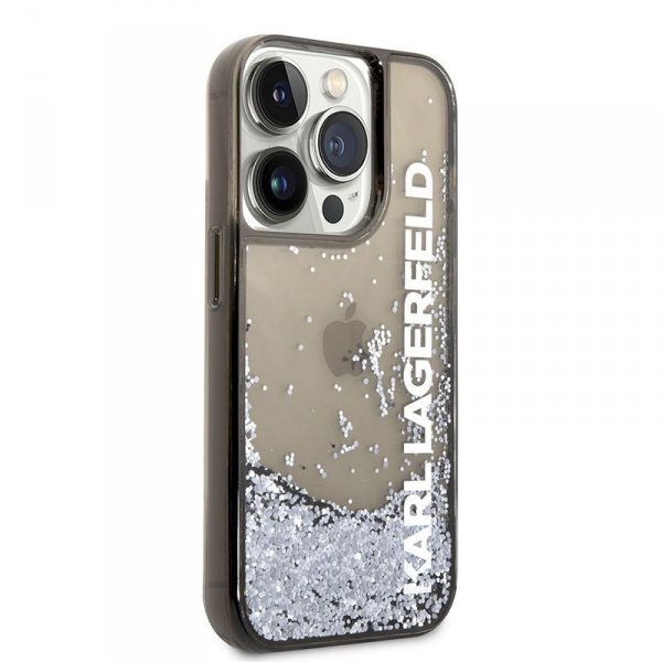 Karl Lagerfeld Liquid Glitter Translucent Elongated Logo Case – Etui iPhone 14 Pro (czarny)