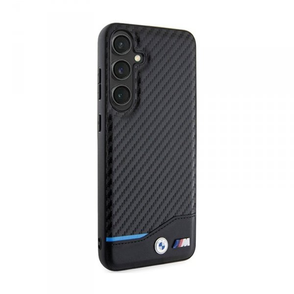 BMW Leather Carbon Blue Line - Etui Samsung Galaxy S24+ (czarny)