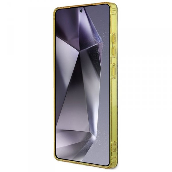 Guess 4G Glitter Triangle Buttons MagSafe - Etui do Samsung Galaxy S25 Ultra (brązowy)