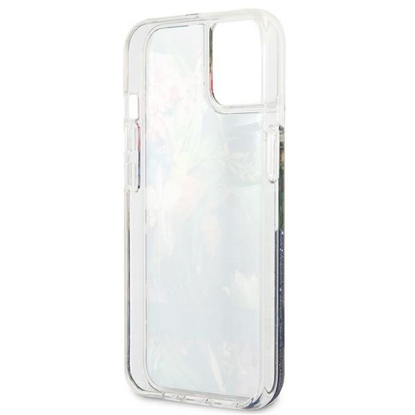 Guess Liquid Glitter Flower – Etui iPhone 13 mini (niebieski)