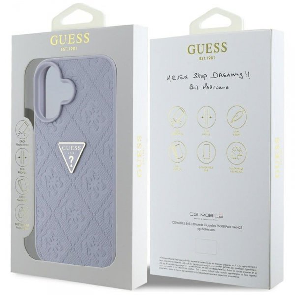Guess Hot Stamp 4G Pattern Triangle Metal Logo - Etui do iPhone 16 (fioletowy)