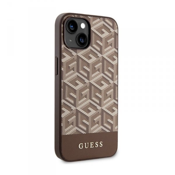 Guess GCube Stripes MagSafe - Etui iPhone 14 Plus (Brązowy)
