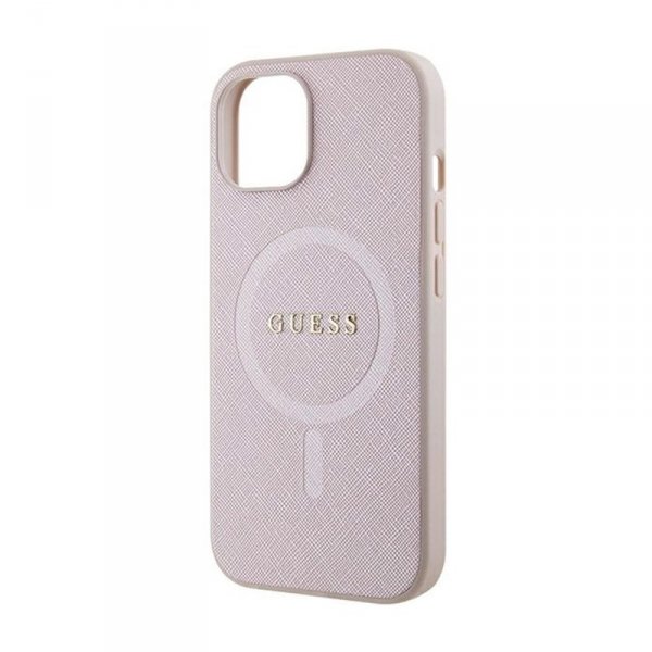 Guess Saffiano MagSafe - Etui iPhone 15 Plus (różowy)
