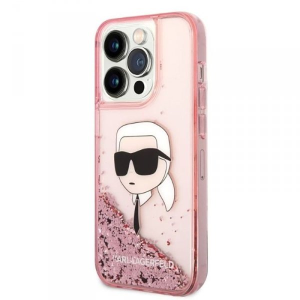 Karl Lagerfeld Liquid Glitter NFT Karl&#039;s Head - Etui iPhone 14 Pro (różowy)