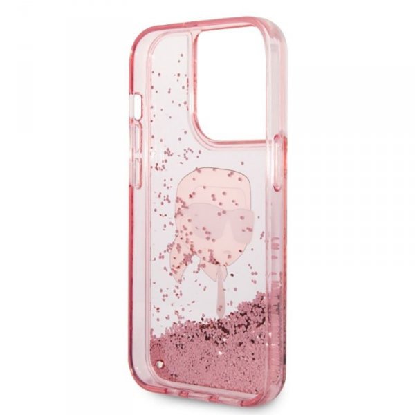 Karl Lagerfeld Liquid Glitter NFT Karl&#039;s Head - Etui iPhone 14 Pro (różowy)