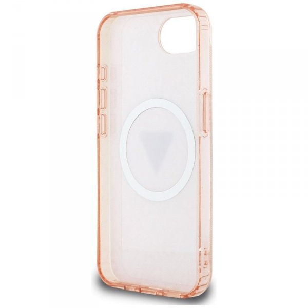 Guess IML Metal Glitter 4G Circle Triangle MagSafe - Etui do iPhone 16e (różowy)
