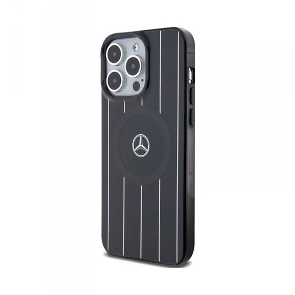 Mercedes Double Layer Crossed Lines MagSafe - Etui iPhone 15 Pro Max (czarny)