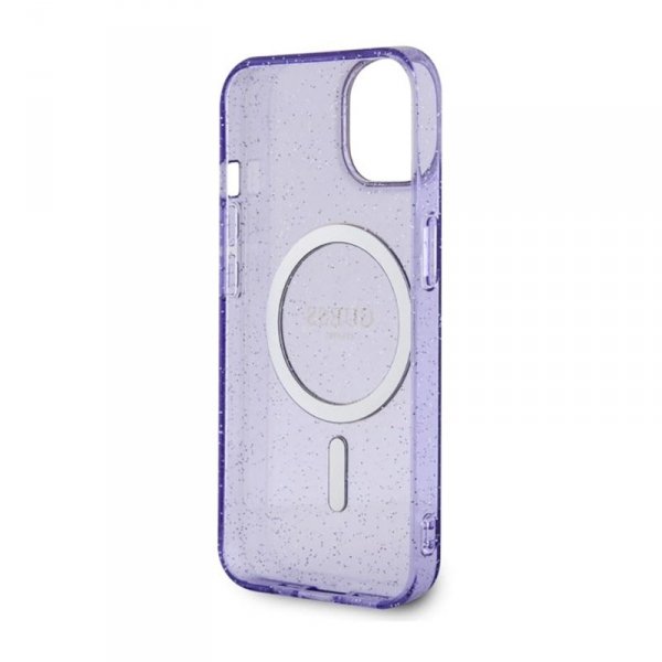 Guess Glitter Gold MagSafe - Etui iPhone 14 (Purpurowy)