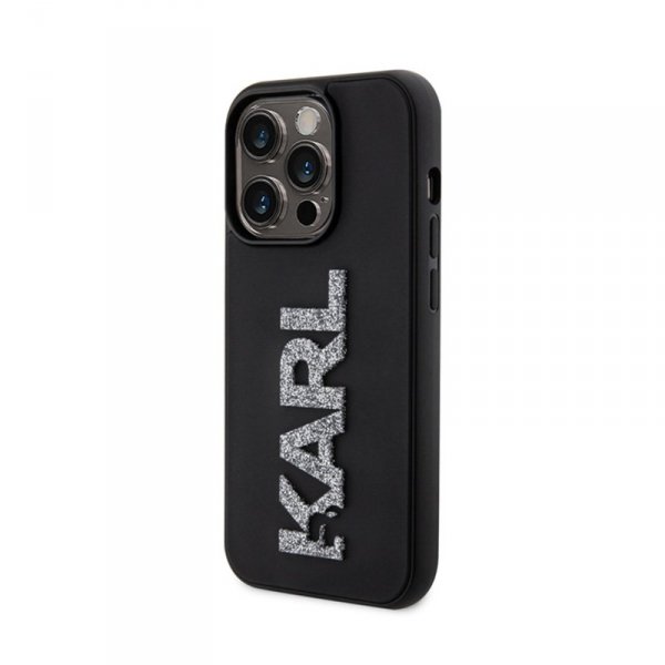 Karl Lagerfeld 3D Rubber Glitter Logo - Etui iPhone 15 Pro (czarny)