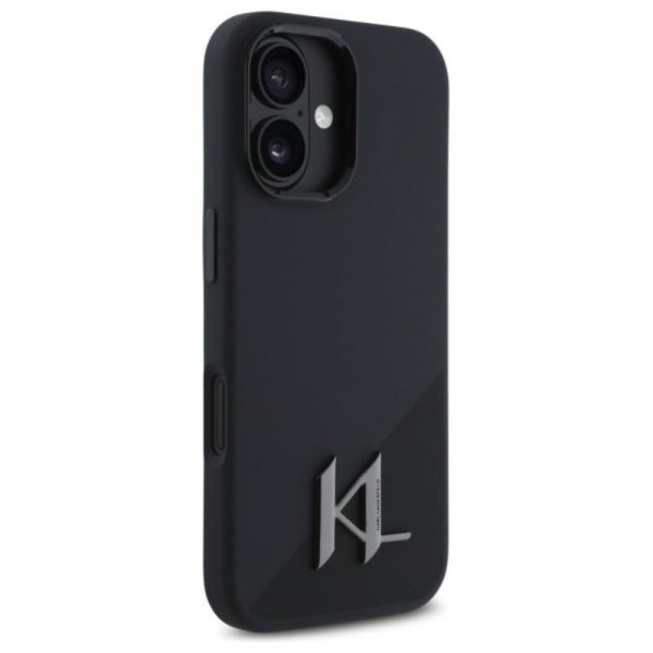Karl Lagerfeld Silicone Shadow Metal Initial MagSafe - Etui iPhone 16 (czarny)
