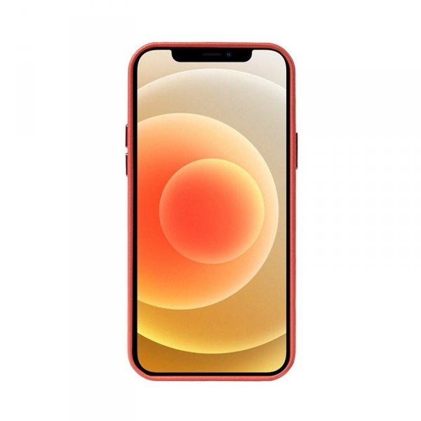 Crong Essential Cover - Etui ze skóry ekologicznej iPhone 12 / iPhone 12 Pro (czerwony)