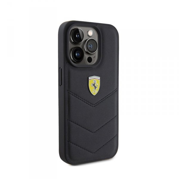 Ferrari Quilted Metal Logo - Etui iPhone 15 Pro (czarny)